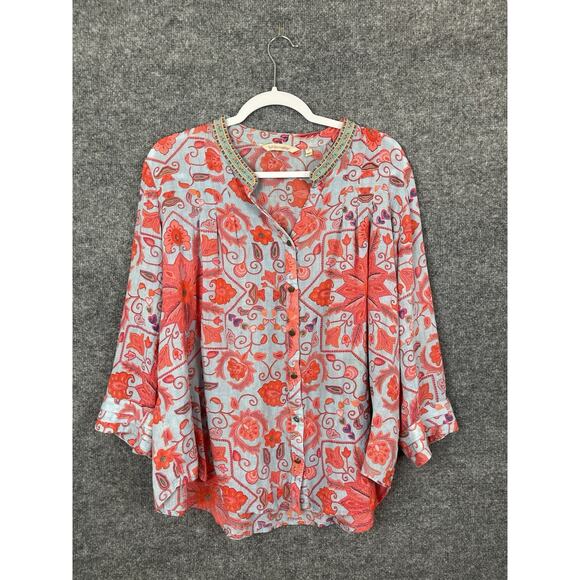 Soft Surroundings Boho Print Button Top Women’s Size Large - Picture 1 of 11